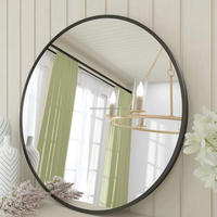 Nouveau miroir mural rond décoratif en verre écologique incassable de conception luxueuse avec cadre en alliage d'aluminium brossé Jiayun