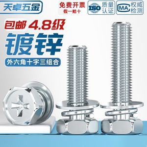 M4 M8 M10 Galvanized Phillips Hex Bolts With Spring Washers Grade 4.8 For Sports Equipment - Product Image 3