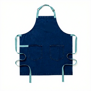 Delantal unisex de lona de algodón marrón oscuro con bolsillos para uniforme de camareros de restaurante y bar - Product Image 4