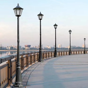 Lampe Solaire de Jardin d'Extérieur sur Poteau, Éclairage de Cour et Rue, Style Poteau Noir, AC85-265V, Vente en Gros Usine - Product Image 6