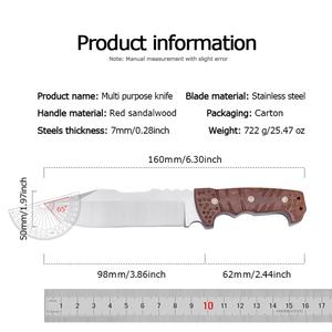 Cuchillo Táctico de Supervivencia Personalizable con Hoja de Acero Inoxidable y Mango de Madera, Uso Industrial, EDC, DIY, OEM Disponible - Product Image 6