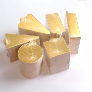 Plateaux à gâteaux en <span class=keywords><strong>carton</strong></span> doré, ronds et carrés, pour base de mousse épaisse, gâteaux coupés en triangle, desserts et petites pâtisseries - Vente en gros - Product Image 1