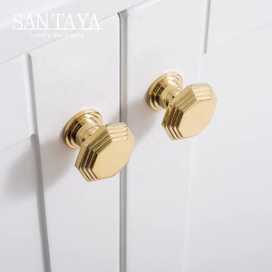 Santaya Solid PVD Gold Brass Handles Kitchen Cabinet Pulls Bedroom Wardrobe Drawer <strong>Knobs</strong> Furniture Handle - Product Image 5