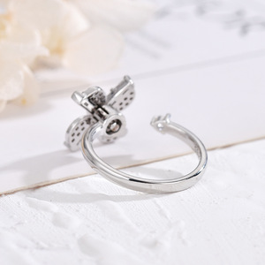 Spinning Windmill Ring For Women Adjustable Opening Zircon Flower Design Gift Jewelry - Product Image 4
