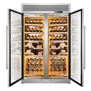 Single Zone Electric Compressor Wine Cooler 800L Capacity 112 Bottles Glass Door Household Wine Fridge 3 Shelf For Options