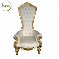 Chaise Trône Moderne à Dossier Haut en Bois Massif, Revêtement Cuir PU, pour Salle à Manger, Mariage, Banquet, Événement, Hôtel