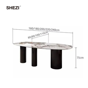 Shezi cao cấp hiện đại sống đồ nội thất ý đá cẩm thạch nhân tạo Top oval vòng kim loại cơ sở bàn ăn cho nhà - Product Image 6
