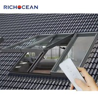 RICHOCEAN Moderne Étanche Fenêtre de Toit Plat Conception de Porte de Lucarne Ouverture Automatique Skydoor Trappe d'Accès Pliable Rooflight