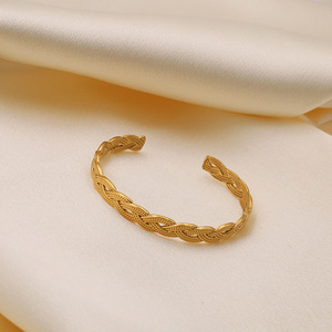 Geometric Gold Bracelet Women's Fashion Jewelry Minimalist Design Titanium Steel 18K Plated Bangles Elegant Style Accessory - Product Image 4