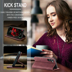 Étui en cuir PU magnétique de luxe CaseMe pour <span class=keywords><strong>smartphone</strong></span> S24 Ultra, coque rabattable antichoc avec design en relief - Product Image 6