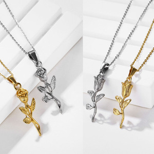 Pendentif <span class=keywords><strong>boussole</strong></span> Medusa en or 18k, collier en acier inoxydable, plaqué or, Rose fleur, 31mm, pour femmes, offre spéciale - Product Image 3