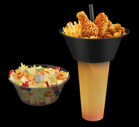 Bandeja de Aperitivos 2 en 1 con Logotipo Personalizado, MOQ Bajo, con Vasos de PP de 500 ml y Tazón de 700 ml para Cine, Fiestas, Personalización Rápida, Empaque con Marca
