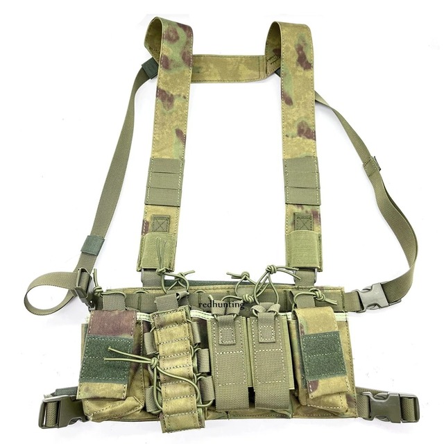 Tactical Chest Rig Bag Radio Harness Front Pouch Holster Vest Rig Bag Adjustable Functional Two Way Radio Tactical Vest
