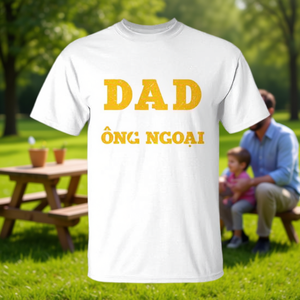T-shirt Dad And Ong Ngoai Grandpa, cadeau pour la fête des pères, en coton blanc pour hommes - Product Image 2
