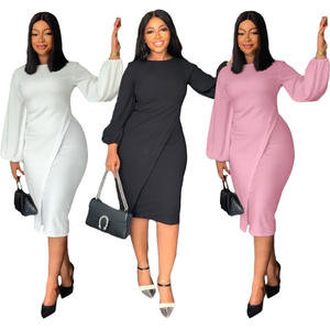 Coupons de réduction sur le site Web, dernières robes de bureau pour femmes, manches bouffantes, robes crayon chics - Product Image 1
