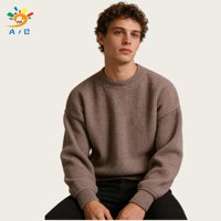 AJB Pull-over d'hiver pour homme, couleur unie, en laine douce tricotée, respirant, anti-plis, à manches lanternes, avec dessins personnalisés