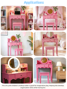 Última Novedad: Mesa de Maquillaje Infantil de Diseño Moderno y Duradero, Set de Tocador de Princesa de MDF con Joyero para Dormitorio - Product Image 6