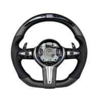 Volant en fibre de carbone véritable avec LED pour BMW E60 E46 E39 X5 E70 E81 E83 X1 E84 E87 E82 E92 E93 M3 Série 3 E90 Amélioration du volant