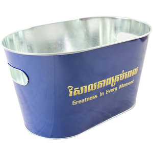 Bán Buôn 10QT Kim Loại Mạ Kẽm Hình Bầu Dục Kim Loại Xô Đá Cho Bia Rượu Vang Tủ Đông Quà Tặng - Product Image 1