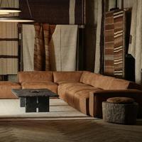 Ensemble de canapés modulaires de luxe en cuir italien pour salon, style antique