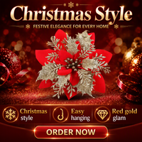 Weihnachtliche Stoffblumen-Dekorationen Gold Silber Rot Mehrschichtige Farbige Simulationsblumen Europäischer Stil Handgefertigter Weihnachtsbaum