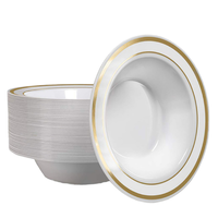 Assiettes en plastique personnalisées de luxe, jetables, écologiques, lavables au lave-vaisselle, réutilisables, avec bordures dorées ou argentées, pour les fêtes