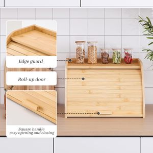 Boîte à pain en bambou pour comptoir de cuisine, couleur naturelle, design monocouche - Product Image 4