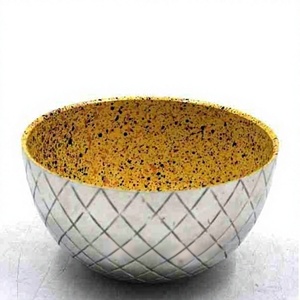 Bol en métal fait main au design unique, forme personnalisée, couleurs jaunes, Kayna Export KY-21075, design moderne et luxueux, jetable, en promotion - Product Image 1