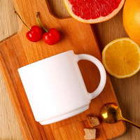 Tasse à thé Luminarc blanche moderne en verre trempé résistant à la chaleur 340 ml avec poignée confortable, compatible lave-vaisselle et micro-ondes, idéale pour le lait