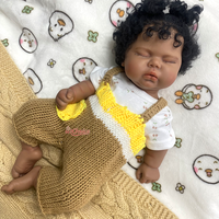 Poupée Reborn en Silicone Afro-Américaine Ronde, Vente en Gros, 18 Pouces, Cheveux Réalistes Implantés à la Main, Poupée Nouveau-né Personnalisée pour Distributeurs
