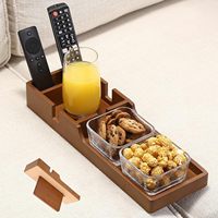 Table d'appoint 2-en-1 pour canapé : insert de siège et table plate pour ottoman, avec porte-gobelet, pour télécommandes, téléphone, collations et boissons