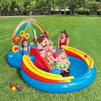 Intex 57453 RAINBOW RING PLAY CENTER Aufblasbarer Wasserrutsche-Pool mit Ringwurfspiel