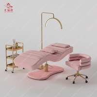 Lit d'extension de cils incurvé rose pour esthéticienne, salon de spa de luxe personnalisé de luxe