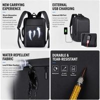 Sac à dos pour ordinateur portable imperméable de 15,6 pouces, sac de voyage d'affaires, port de charge USB, étui en Oxford noir