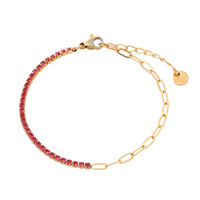 Gelang Baja Anti Karat Berlapis Emas 18K dengan Zirkon Warna-warni untuk Hadiah