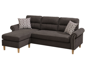 Ensemble de canapé modulable moderne en velours réversible avec pieds en bois et accoudoirs carrés, 2 coussins d'appoint couleur beige pour salon - Product Image 5