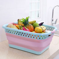 2023 nouveaux produits en plastique rétractable pliable conception en plastique cuisine buanderie grande capacité stockage panier à linge