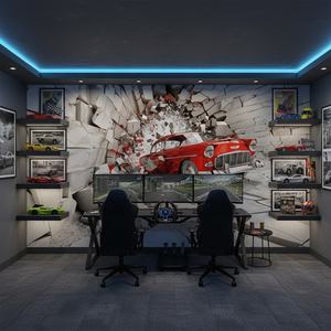 Papier peint de voiture imperméable amovible 3D en détresse <span class=keywords><strong>gris</strong></span> <span class=keywords><strong>blanc</strong></span> mur classique papier peint mural de voiture pour décoration murale de <span class=keywords><strong>chambre</strong></span> à coucher - Product Image 4