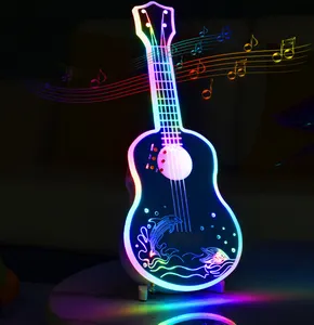  Dekorasi musik LED, lampu neon USB dekorasi dinding pengisian nirkabel lampu malam kamar tidur ruang tamu pesta hadiah ulang tahun