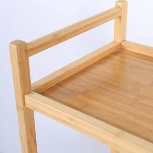 Three Tier <b>Storage</b> <b>Cart</b> 55x36x80cm With Wheels Multi Purpose Kitchen Trolley Bamboo Natural Color - Product Image 4