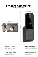 Serrure intelligente biométrique à double face étanche avec empreinte digitale Tuya WiFi pour serrure électronique de jante TTlock, pour porte en aluminium, en fer ou en métal