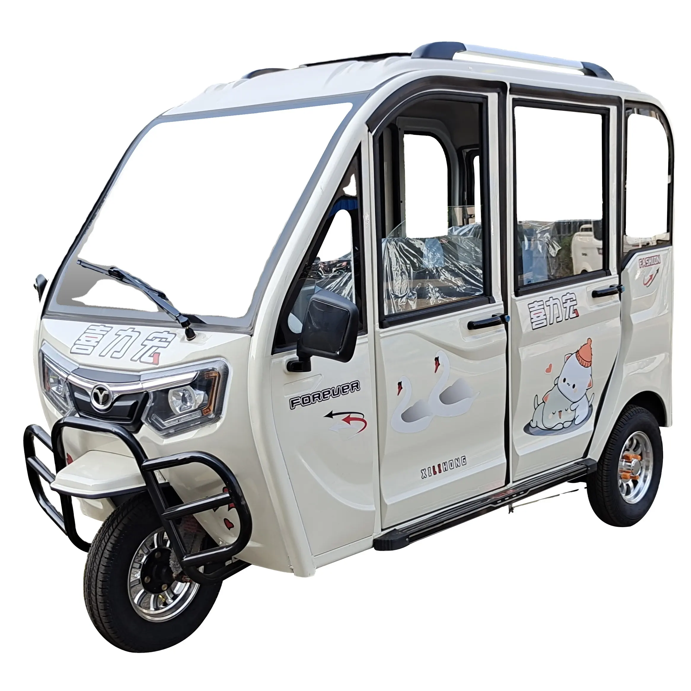 Mokang — Tricycle électrique à trois roues fermé avec batterie ljustaue-acide, pour adultes, moto de luxe, bon marché, avec 3 sièges