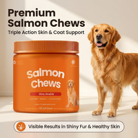 Huile de saumon sauvage d'Alaska Oméga 3 liquide pour chiens – Compléments pour la peau et le pelage, soutien immunitaire, friandises à mâcher sûres et molles, probiotiques, absorption rapide