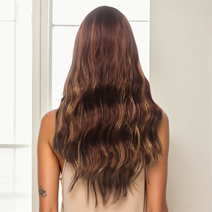 Thương Mại Nước Ngoài Tóc Giả Cos New Xiên Bangs Chọn Nhuộm Tóc Giả Châu Âu Và Hoa Kỳ Lớn Sóng Dài Xoăn Tóc Giả - Product Image 2