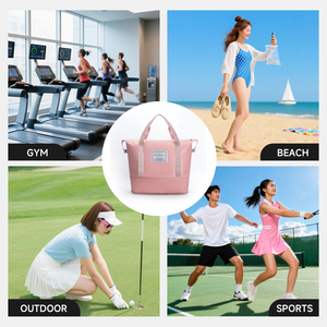 กระเป๋าเดินทางขนาดใหญ่พร้อมช่องใส่รถเข็นแบบถอดได้ แยกส่วนเปียกและแห้ง เหมาะสำหรับอุปกรณ์ออกกำลังกายและการเดินทาง - Product Image 6