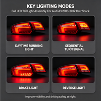 Conjunto de Luces Traseras LED Completas para Audi A3 Sportback Hatchback 2014-2020, Nuevo Estilo Actualizado, Señal de Giro Dinámica Secuencial