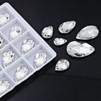 Strass à coudre en forme de goutte, à dos plat, en verre cristal brillant pour l'artisanat DIY, les robes et les accessoires vestimentaires