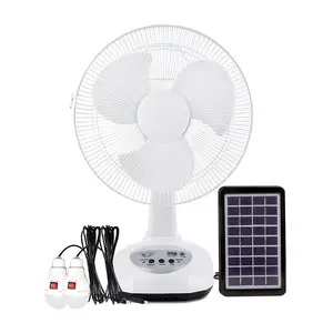 2023 hot selling model KL-012T set 12" solar table fan with solar panel and led bulbs