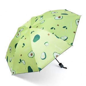 Parapluie pliant moderne compact entièrement automatique résistant aux UV en nylon 190T à motif de fruits, personnalisable en gros pour la promotion de voyages - Product Image 3