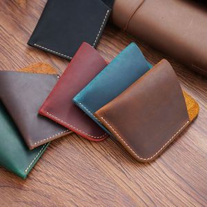 Slim Credit <b>Card</b> <b>Holder</b> Creasy Horse Leather Front Pocket <b>Wallets</b> Business <b>Card</b> <b>Holder</b> - Product Image 1
